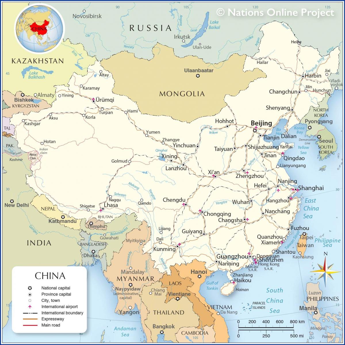 Mapa del país China