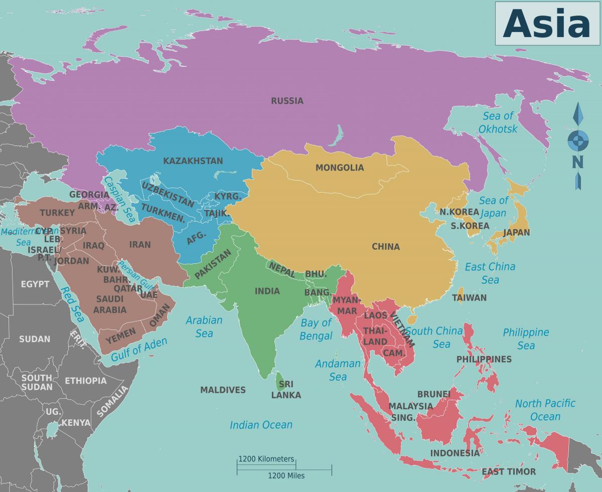 Ubicación de China en el mapa de Asia