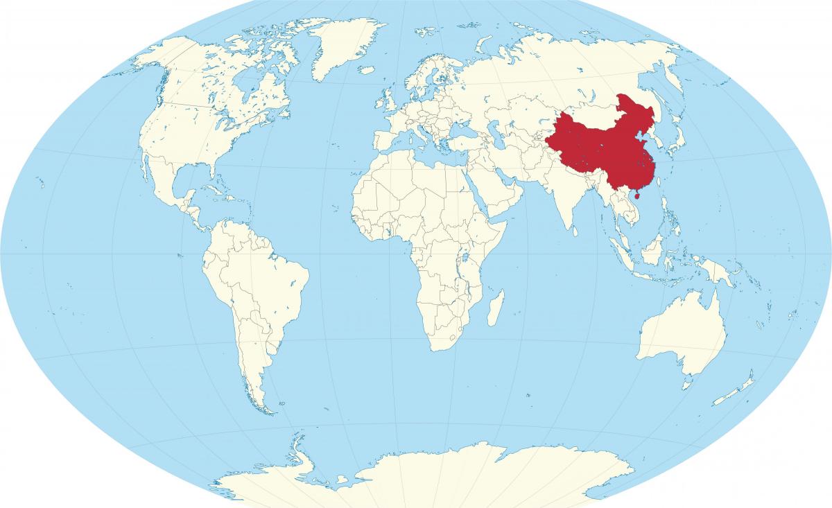 Ubicación de China en el mapa mundial