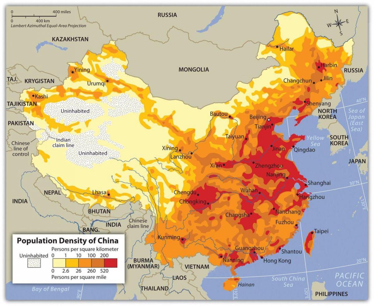 Mapa de densidad de China